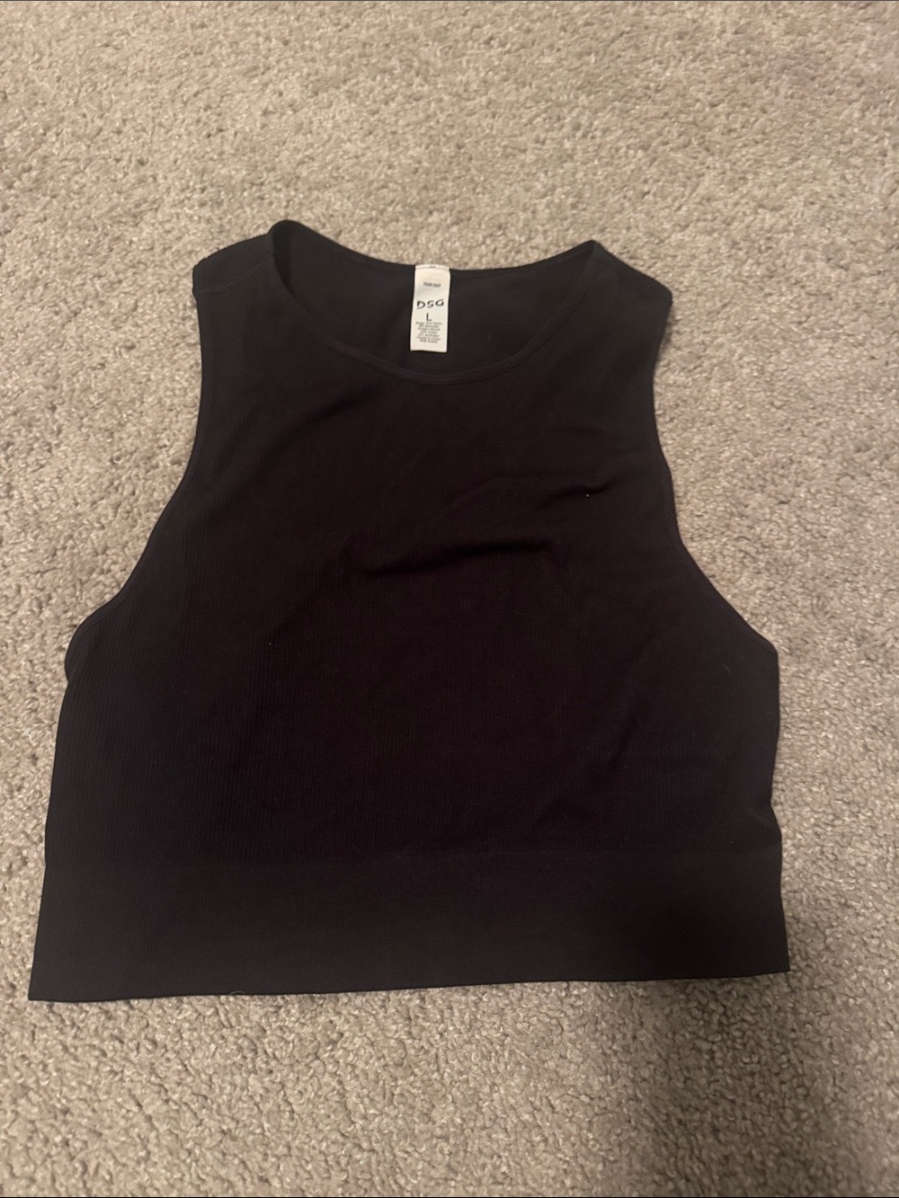 DSG Black Ribbed Cropped Muscle Tank